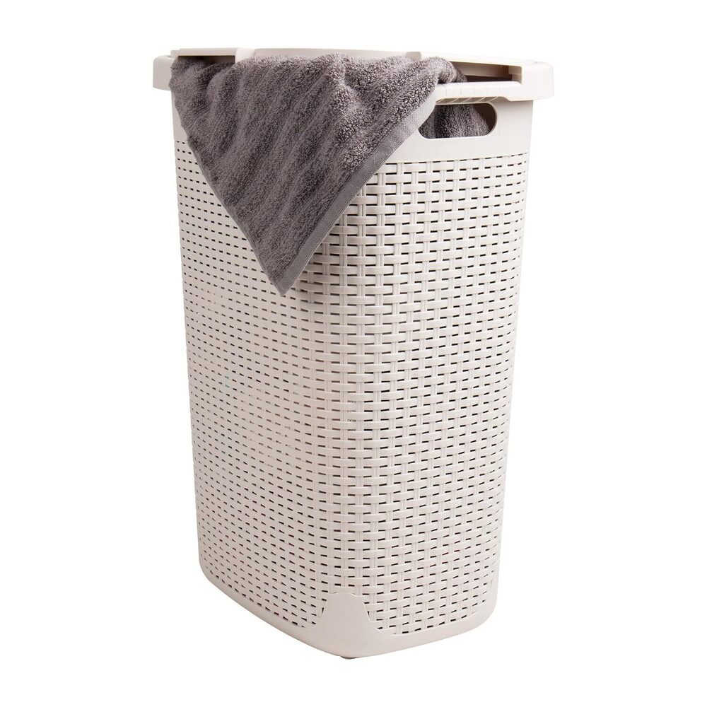 Slim Laundry Hamper with Lid, 60L Tall Clothes Basket, Narrow